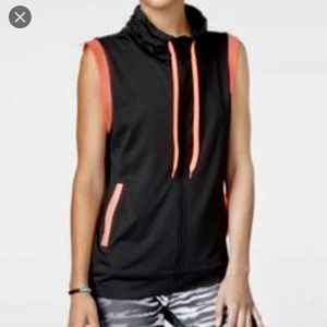 Cowl neck active vest with contrast trim